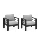 Modern All-Weather Patio Armchairs With Thick Cushions (Set of 2)