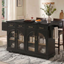 K&K 65" Kitchen Island with Storage & Drop Leaf