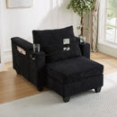 Convertible Chaise Lounge Sofa Chair With USB Ports, Cup Holders, Phone Holder And Storage by Unique Piece Furniture