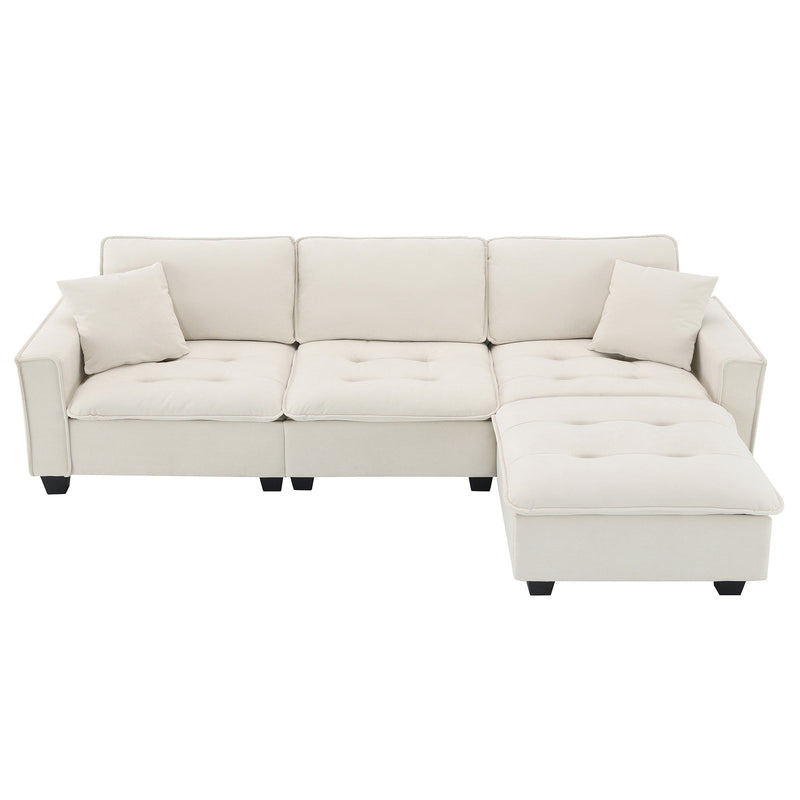 Walker Edison | Modern Cloud Sectional L Shape Couch w Ottoman