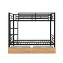 Full Size Convertible Bunk Bed With 2 Drawers Durable - Black by HouseOfZazla