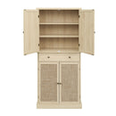 4 Door Storage Cabinet With 1 Drawer And 4 Adjustable Inner Shelves - Natural by HouseOfZazla