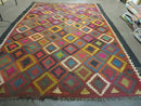 7' X10' Antique Afghan Kilim Handmade Flat Weave Wool Rug Vegy Organic Colorful