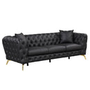 88.5" Modern Sofa Couch PU Upholstered Sofa with Sturdy Metal Legs, Button Tufted Back, 3 Seater Sofa Couch for Living Room, Apartment, Home Office, Black