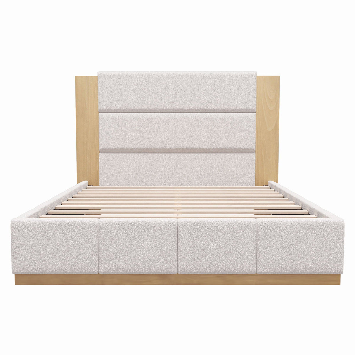 Modern Upholstered Platform Bed With Extended Headboard, photo 2 of 23