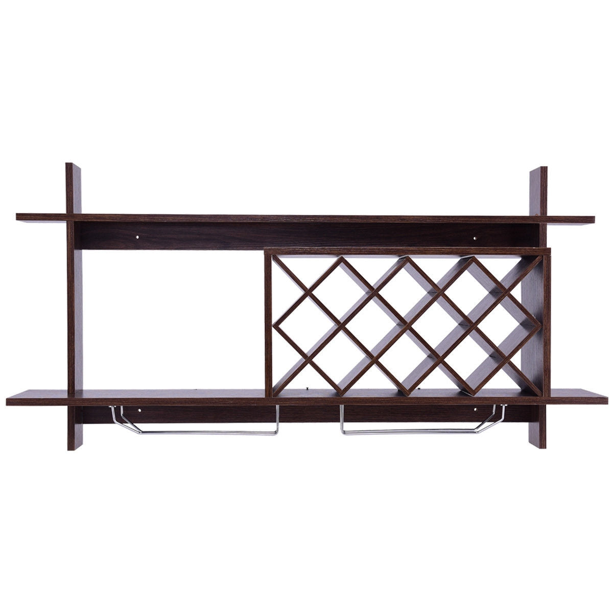 Wall Mount Wine Rack with Glass Holder & Storage Shelf-Walnut, photo 7 of 8