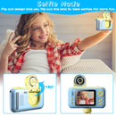 Kids Digital Camera with Flip Lens Children Video Camcorder Christmas Toy Birthday Gifts with Tripod 2.4in Screen 32G MMC Card for 3-10 Year Old Boys