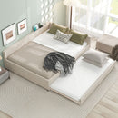 Queen Size Upholstered Platform Bed With USB And Twin Trundle - Beige by HouseOfZazla