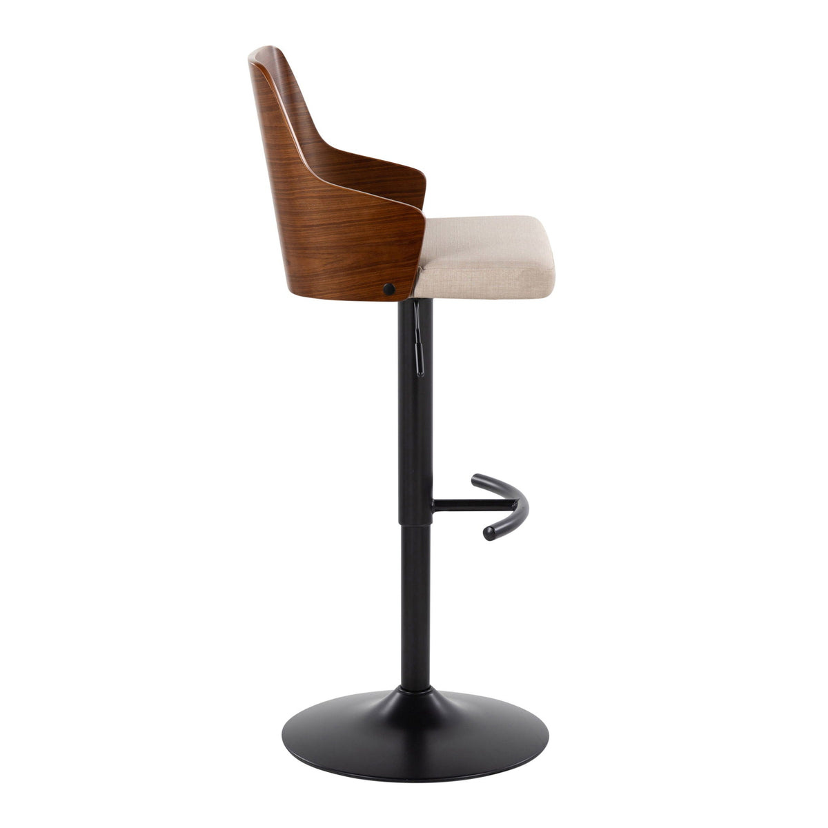 Ariana - Mid Century Modern Adjustable Barstool Stool With Swivel With Rounded T Footrest (Set of 2), photo 7 of 8