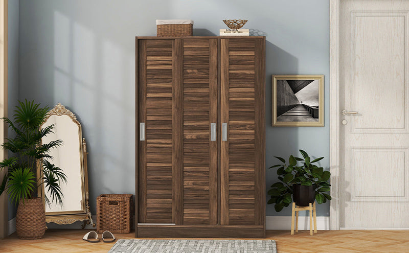 3-Door Shutter Wardrobe with shelves, Wulnut