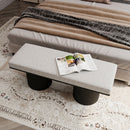 Upholstered Bench With Black Chunky Legs Boucle Contemporary Style Bed-End Bench For Bedroom Living Room - Light Gray by HouseOfZazla