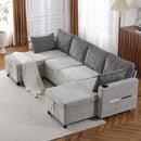 Sectional Sofa Bed With Pull Out Sleeper, USB Ports, Cup Holders by HouseOfZazla