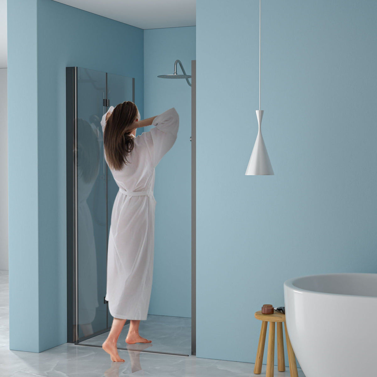 Fold Frameless Shower Door With Tempered Glass, photo 31 of 40