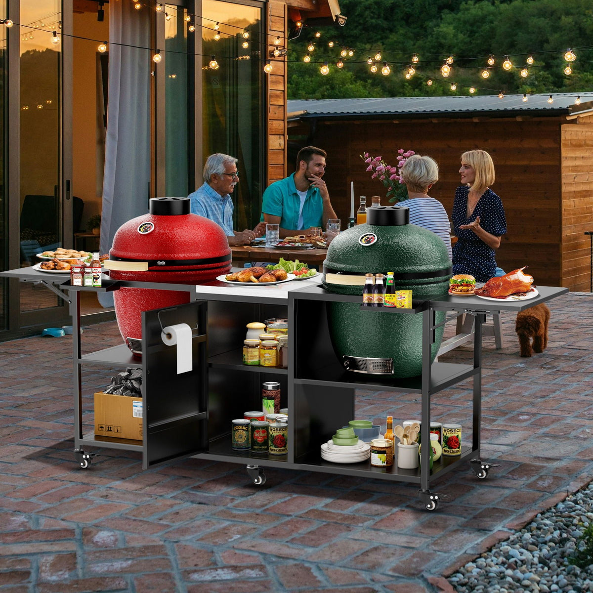 Outdoor Grill Cart For 2 Big Egg - Black / Silver, photo 11 of 12