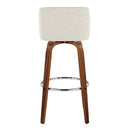 Toriano - Contemporary, Fixed Height Barstool Swivel & Round Footrest (Set of 2)