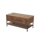 Rectangle Lift Top Coffee Table With Hidden Storage And Lower Shelf - Brown by HouseOfZazla