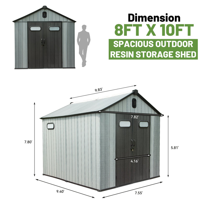 8X10FT Outdoor Resin Storage Shed, photo 3 of 9