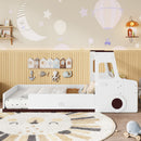 Twin Size Car-Shaped Floor Bed with Storage for Kids