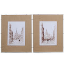 European Cities Watercolor Framed Prints (Set of 2) - Brown by Unique Piece Furniture