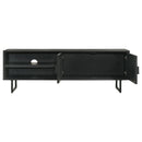 Manaya - 2 Door Stand With Open Shelving And Hidden Storage - Charcoal Black