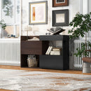 Modern Extendable & Rotating Cabinet With Drawer And Flip Doors For Versatile Storage - Black / Dark Walnut by Unique Piece Furniture