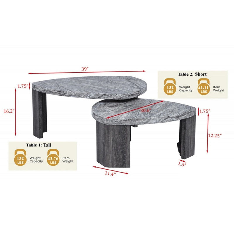 Triangle Nesting Coffee Table Set (Set of 2) - Gray, photo 5 of 5