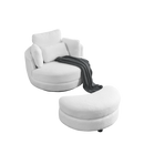 39" W Oversized Swivel Chair with moon storage ottoman for Living Room, Modern Accent Round Loveseat Circle Swivel Barrel Chairs for Bedroom Cuddle Sofa Chair Lounger Armchair, 4 Pillows, Teddy Fabric