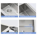 21" Drop In Kitchen Sink With Pull Out Faucet And Sink Cover, 16 Gauge - Brushed Nickel by HouseOfZazla