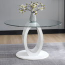 Larry - Glass Top Round Dining Table - White High Gloss by Unique Piece Furniture