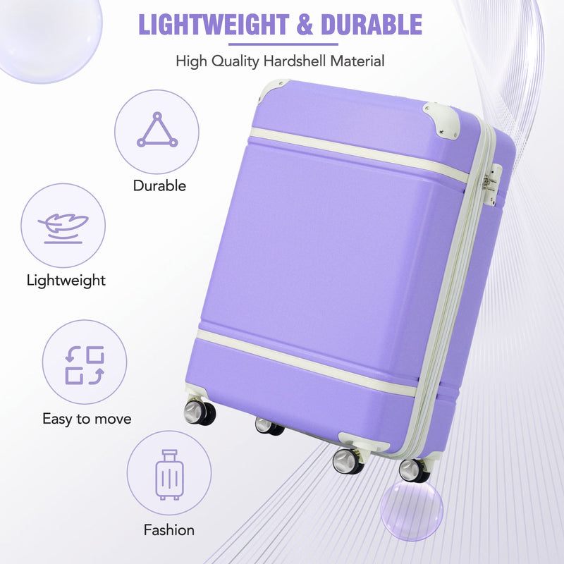 20 IN Luggage 1 Piece with TSA lock, Lightweight Suitcase Spinner Wheels,Carry on Vintage Luggage,Purple