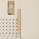 Tall Floating Bathroom Side Cabinet, Wall Mounted Single Door Storage - Light Oak