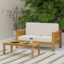 Acacia Wood Loveseat And Coffee Table Set With Cushions by HouseOfZazla