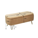 Storage Ottoman Bench For End Of Bed Legs, Modern Camel Faux Fur Entryway Bench Upholstered Padded With Storage For Living Room Bedroom by HouseOfZazla