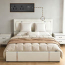 Upholstered Platform Bed Frame With Adjustable LED Headboard, USB C-Charging, Hydraulic Lift by Unique Piece Furniture