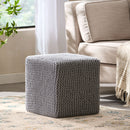 Chabani - Indoor Modern Knitted Fabric Cube Pouf Ottoman - Light Gray by HouseOfZazla