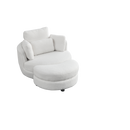 39" W Oversized Swivel Chair with moon storage ottoman for Living Room, Modern Accent Round Loveseat Circle Swivel Barrel Chairs for Bedroom Cuddle Sofa Chair Lounger Armchair, 4 Pillows, Teddy Fabric