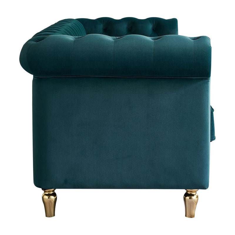 Chesterfield Velvet Sofa 84.65 inch for Living Room GREEN Color