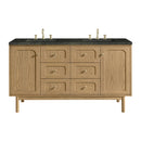 James Martin Laurent 60" Dual Mount Double Bathroom Vanity, Light Natural Oak