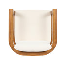 Outdoor Dining Chair Set of 4 with Curved Acacia Wood Arms and Cream Cushions by HouseOfZazla