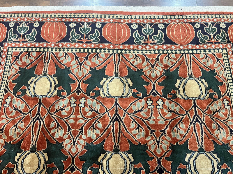 Indo Persian Bidjar Rug 8x10, Red and Black, Handmade Vintage Wool Carpet
