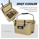 20 Quart Khaki Cooler, Ultra-Tough Hard Shell Ice Chest by HouseOfZazla