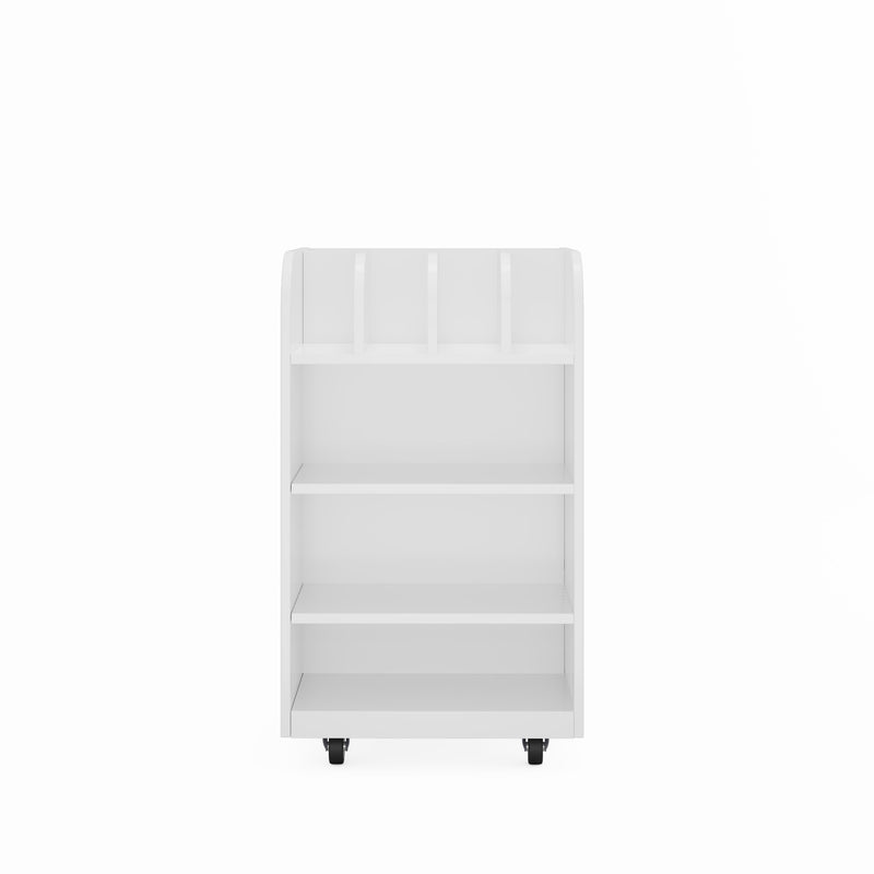 4 Tier Kitchen Island Cart with Spice Rack & Locking Casters, Simple Design Mobile Kitchen Storage Islands for Kitchen Living Room Bedroom, White