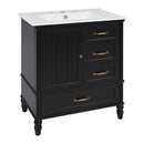 30" Bathroom Vanity With Sink, 3 Drawers, Adjustable Feet by HouseOfZazla
