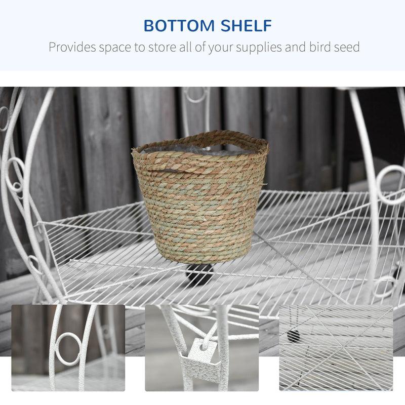 77" Flight Bird Cage Hexagon Covered Canopy Portable Aviary With Storage