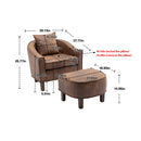 Accent Chair with Ottoman, Mid Century Modern Barrel Chair Upholstered Club Tub Round Arms Chair for Living Room