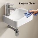 Wall Mounted Rectangle Vessel Sink With Faucet & Drain - Milk White by HouseOfZazla