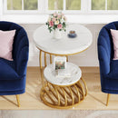 Round Vintage End Table With 2 Tier Storage by HouseOfZazla