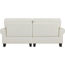75.6" Pets friendly Leather Rolled Arm Upholstered Loveseat 2-seater Couch with Removable Back Cushion, Modern Couches for Small Spaces Living Room, Bedroom, Apartment, Beige White