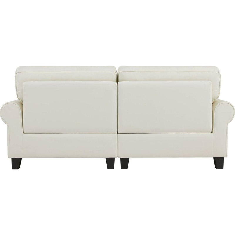 75.6" Pets friendly Leather Rolled Arm Upholstered Loveseat 2-seater Couch with Removable Back Cushion, Modern Couches for Small Spaces Living Room, Bedroom, Apartment, Beige White