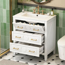 Retro Bathroom Vanity With Sink Combo, Free Standing Single Set With 3 Drawers by Unique Piece Furniture